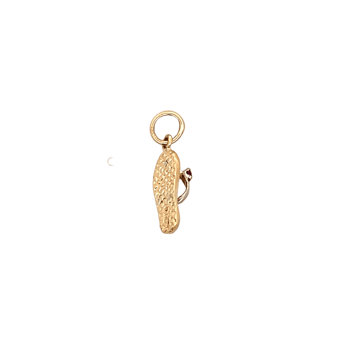 Estate 14K Yellow Gold Synthetic Ruby Flip Flop Charm