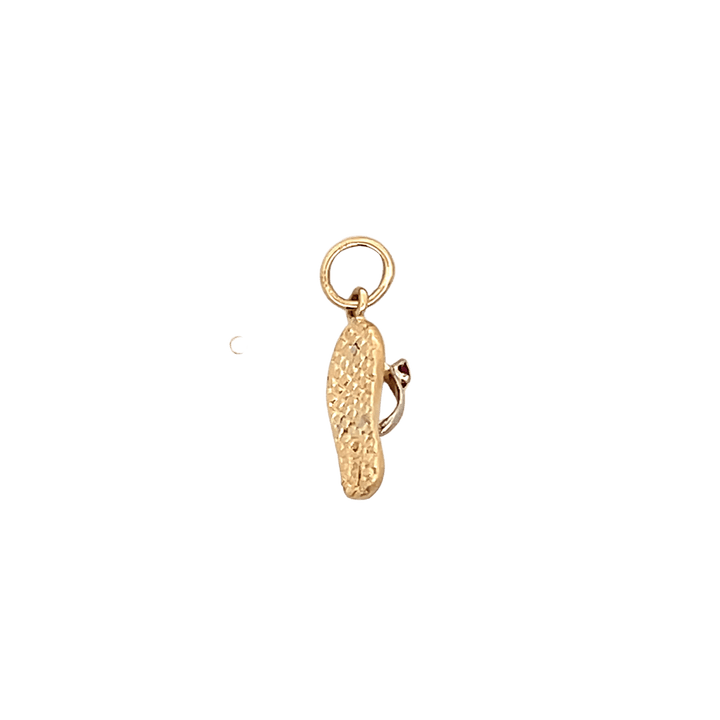 Estate 14K Yellow Gold Synthetic Ruby Flip Flop Charm