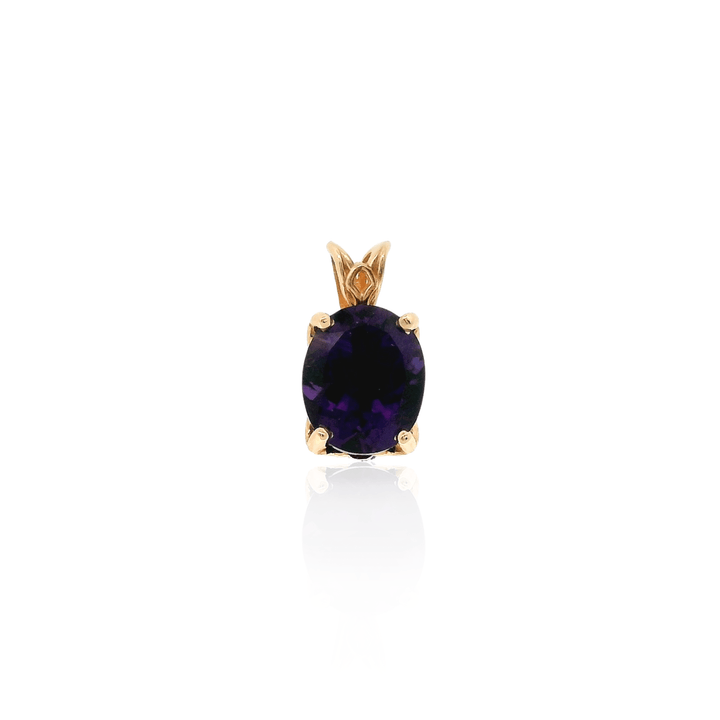 Estate 14K Gold 1.14CTW Oval Amethyst Solitaire Pendant