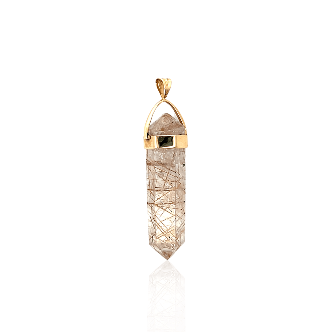 Estate 14K Yellow Gold Rutilated Quartz Pendant
