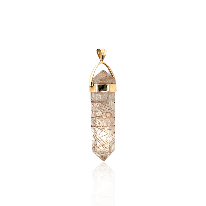 Estate 14K Yellow Gold Rutilated Quartz Pendant