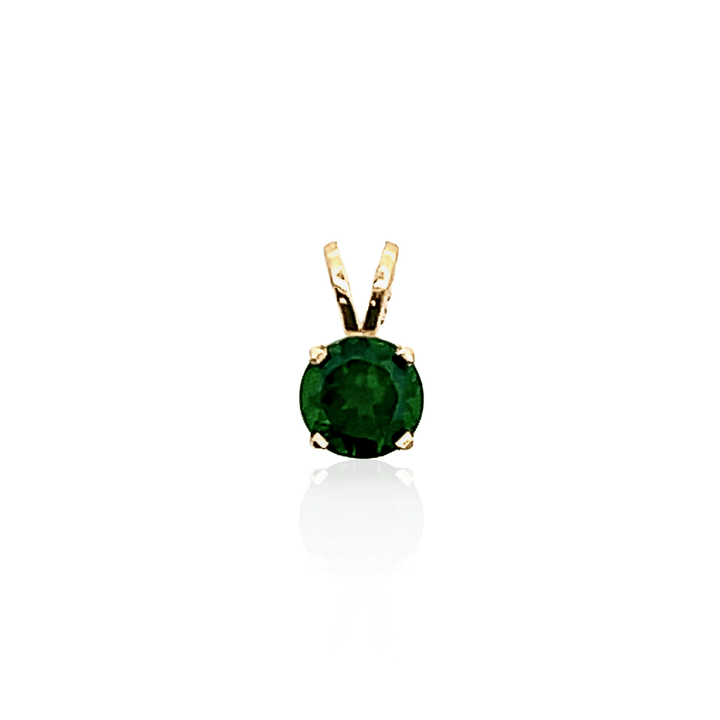 Estate Contemporary 14KT Yellow Gold Green Diopside Solitaire Pendant