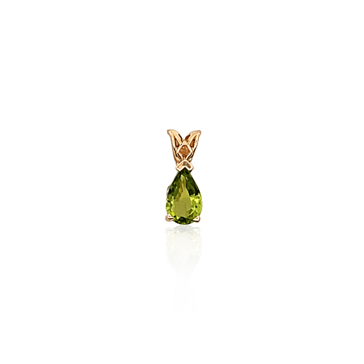 Estate 14K Yellow Gold Pear-Cut Peridot Solitaire Pendant