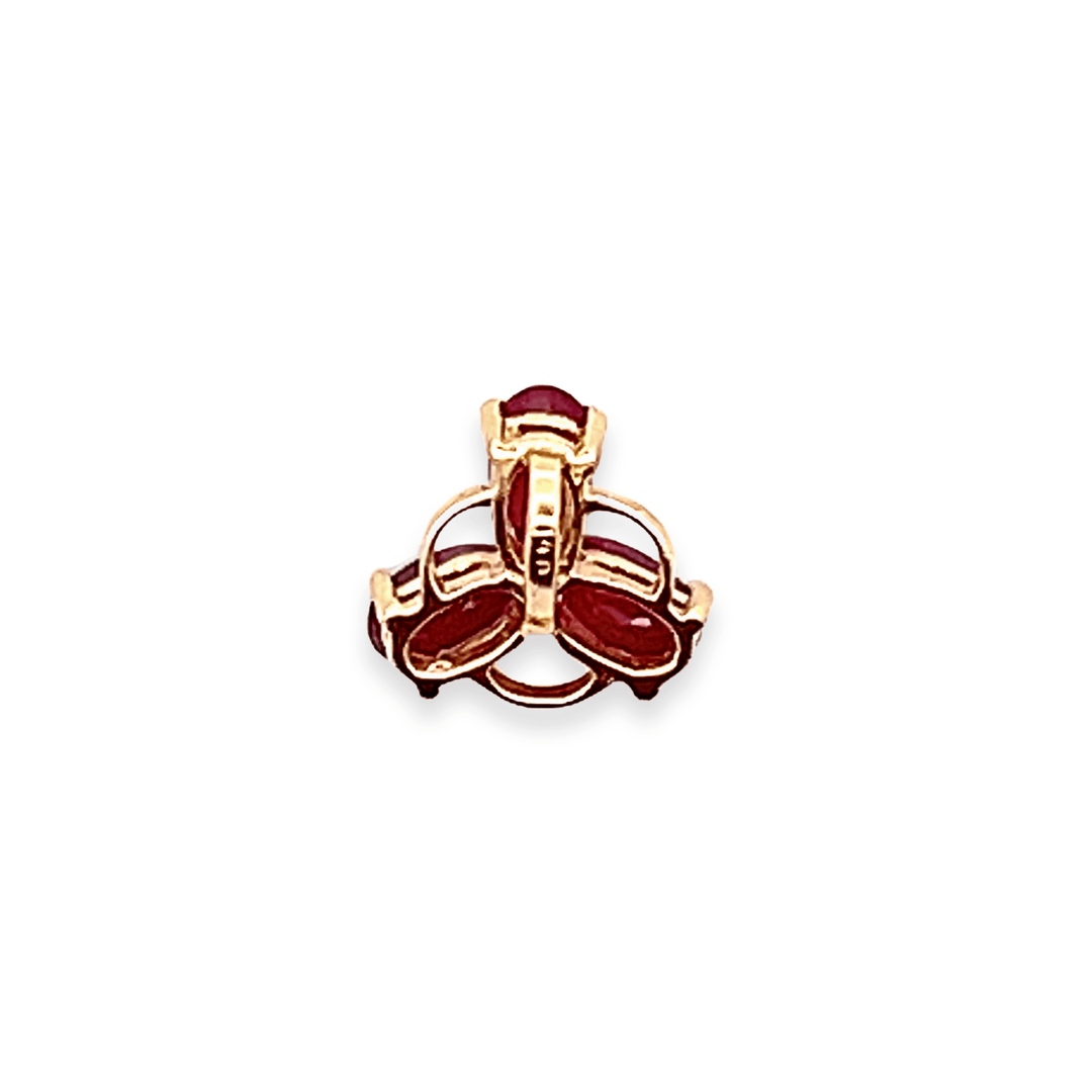 Estate 14K Yellow Gold 0.87CTW Oval Synthetic Ruby Cluster Pendant
