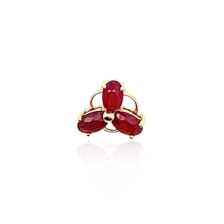 Estate 14K Yellow Gold 0.87CTW Oval Synthetic Ruby Cluster Pendant