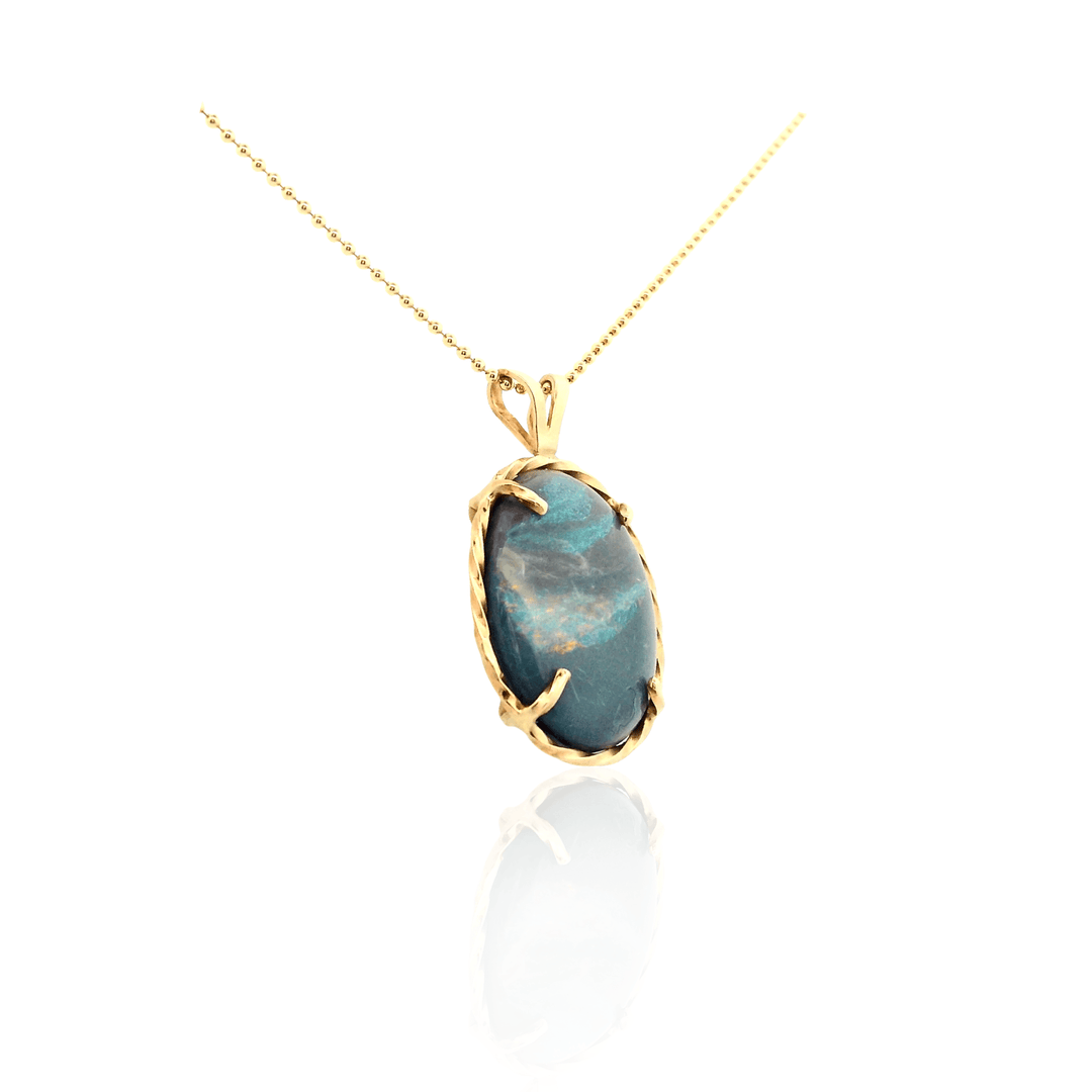 Estate 14K Yellow Gold 6.77CTW Oval Boulder Opal Pendant