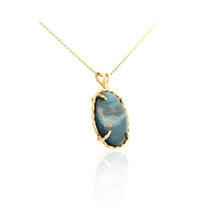 Estate 14K Yellow Gold 6.77CTW Oval Boulder Opal Pendant