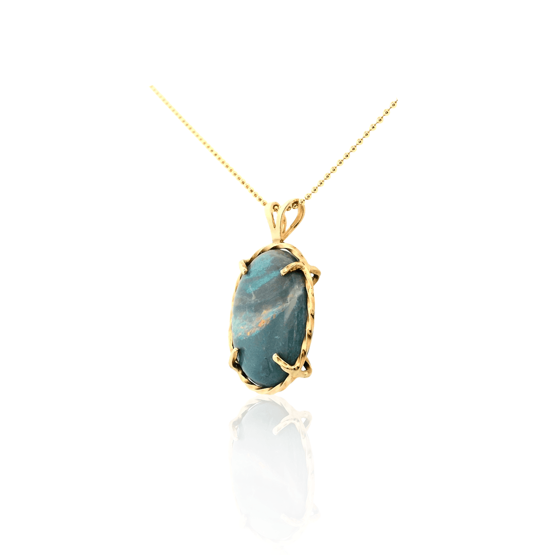 Estate 14K Yellow Gold 6.77CTW Oval Boulder Opal Pendant
