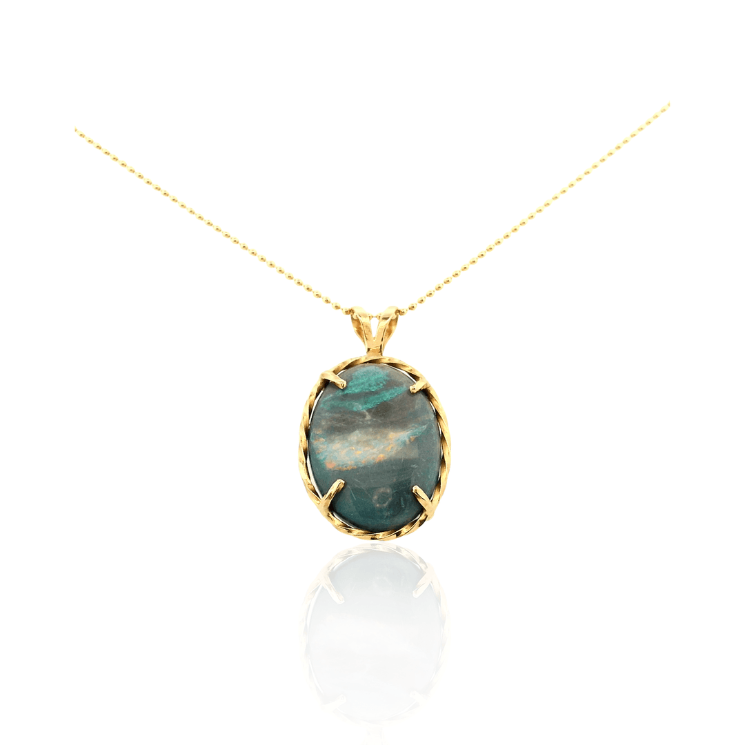 Estate 14K Yellow Gold 6.77CTW Oval Boulder Opal Pendant