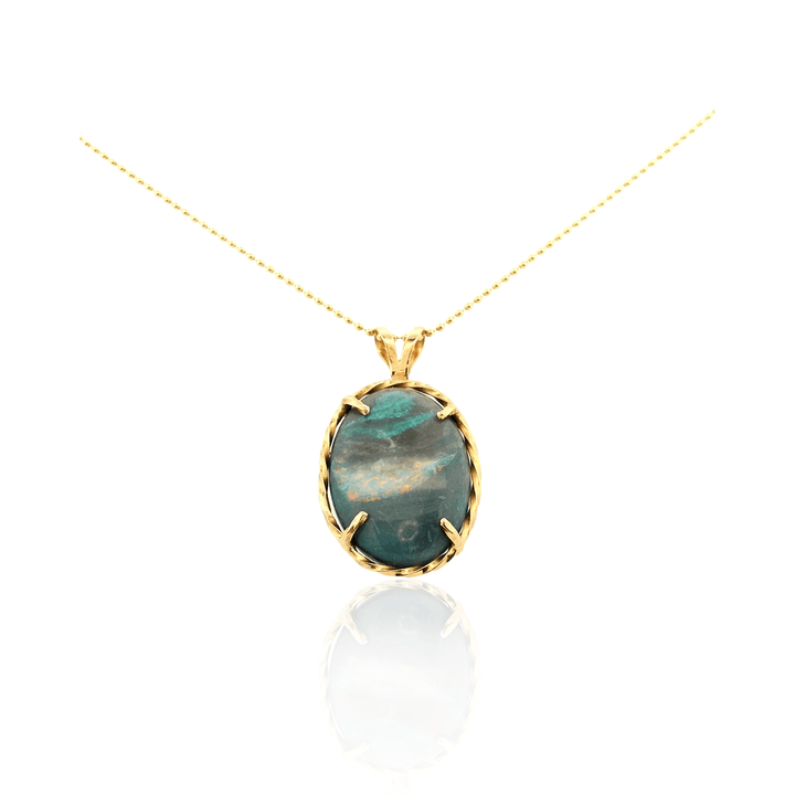 Estate 14K Yellow Gold 6.77CTW Oval Boulder Opal Pendant