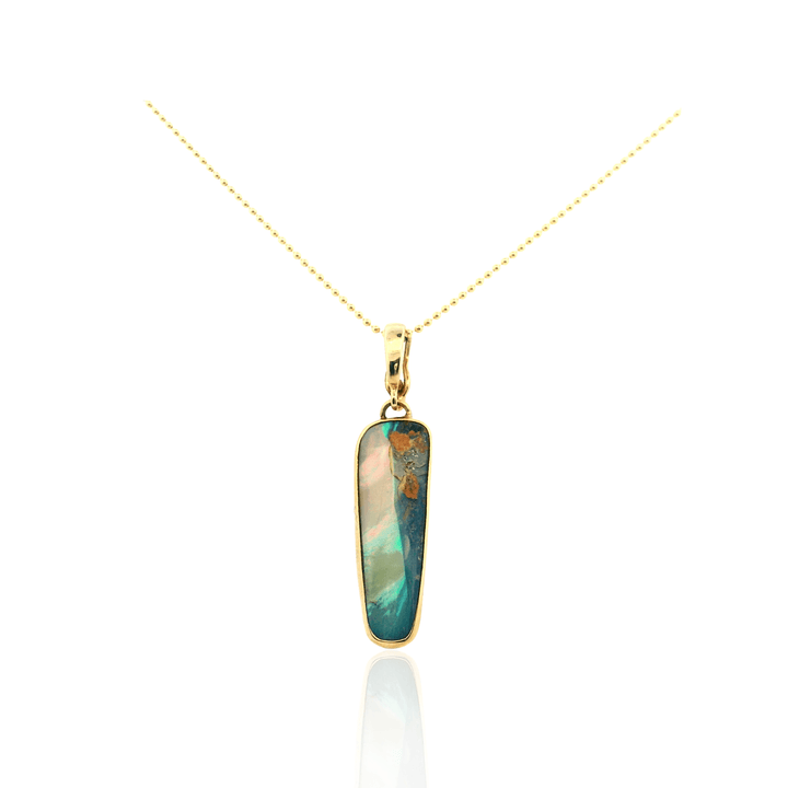 Estate 18K Yellow Gold Freeform Boulder Opal Pendant
