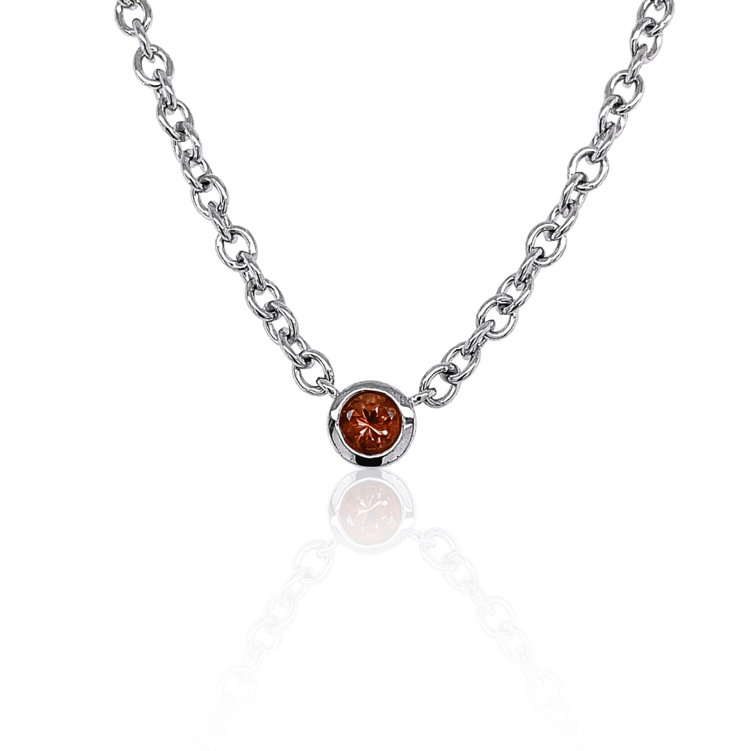 Sterling Silver 3.75MM Citrine Solitaire Necklace