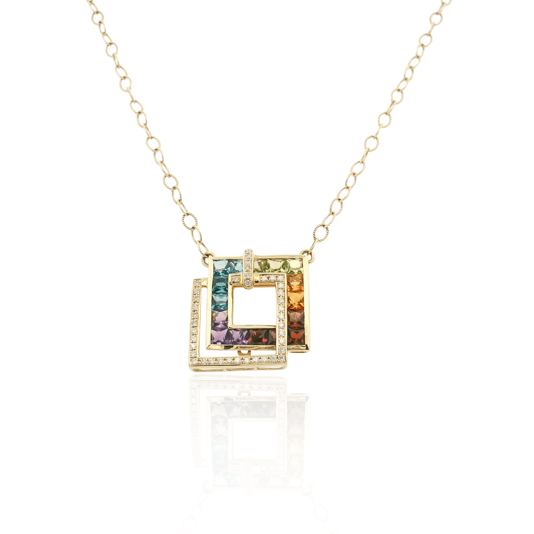 14K Yellow Gold 2.99 CTW Multi-Gemstone & Diamond Malibu Nouveau Necklace