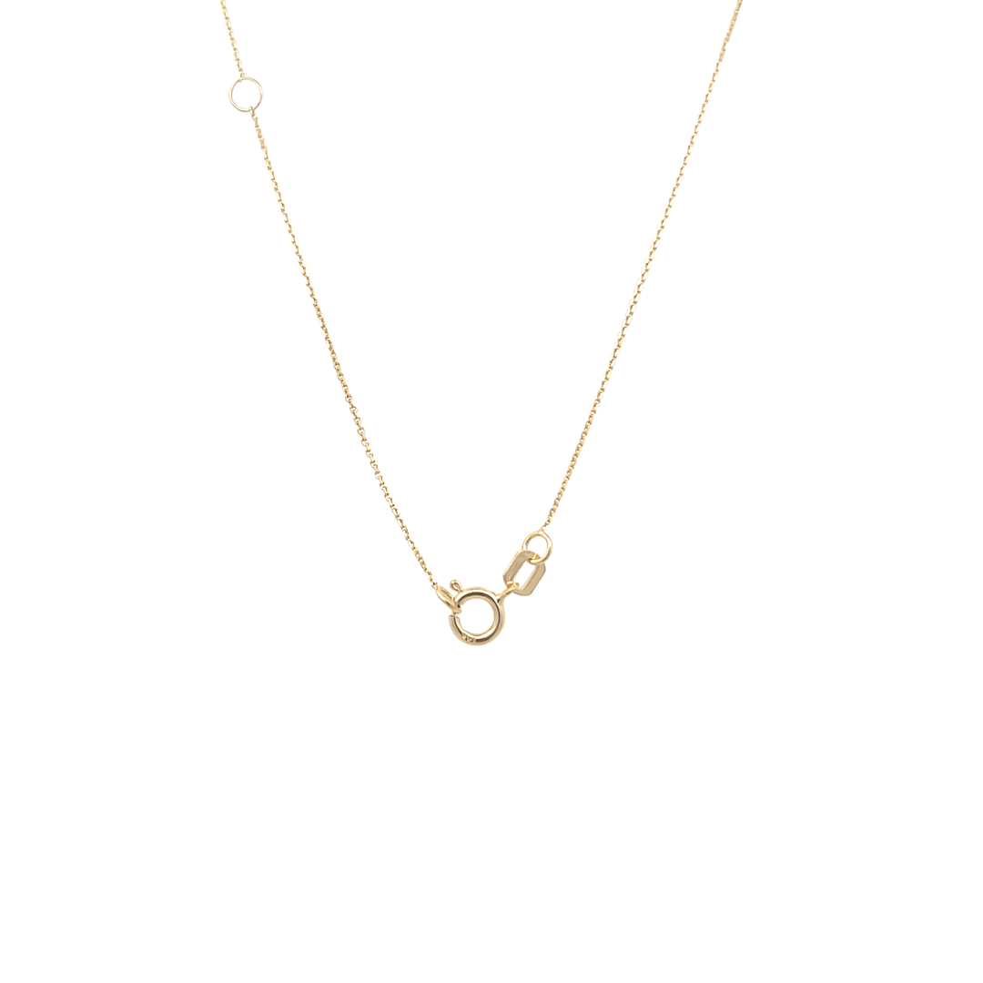 14K Yellow Gold 4mm Round Blue Topaz & Diamond Necklace