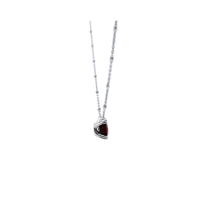 Sterling Silver Ruby Solitaire Necklace by Samuel B.