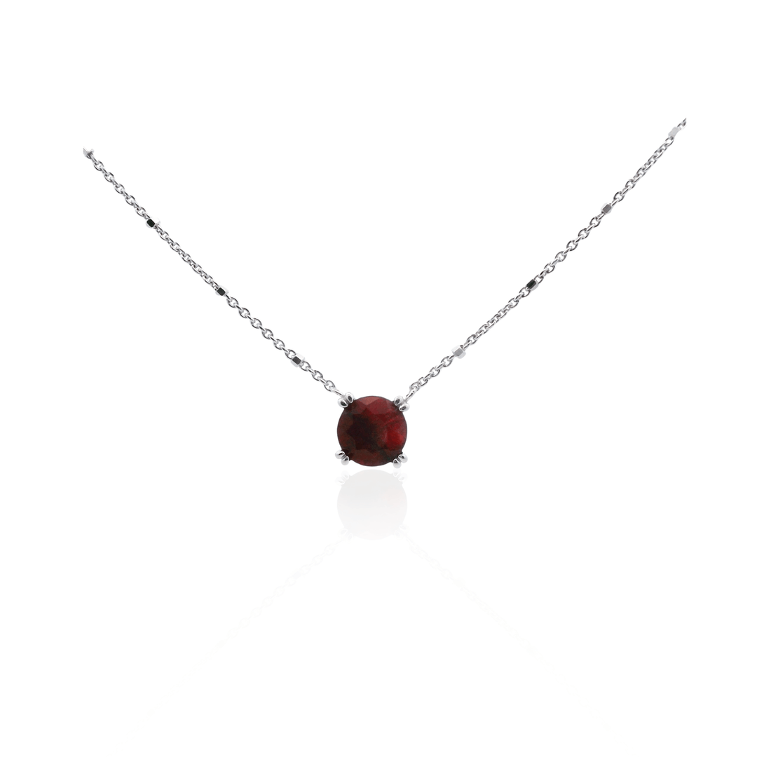 Sterling Silver Ruby Solitaire Necklace by Samuel B.
