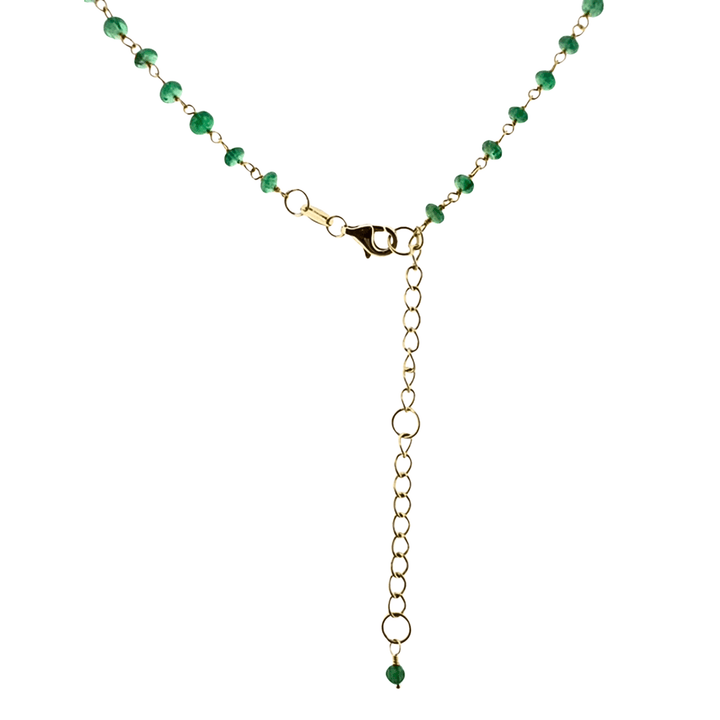 18K Yellow Gold 10.15CTW Emerald Bead Necklace