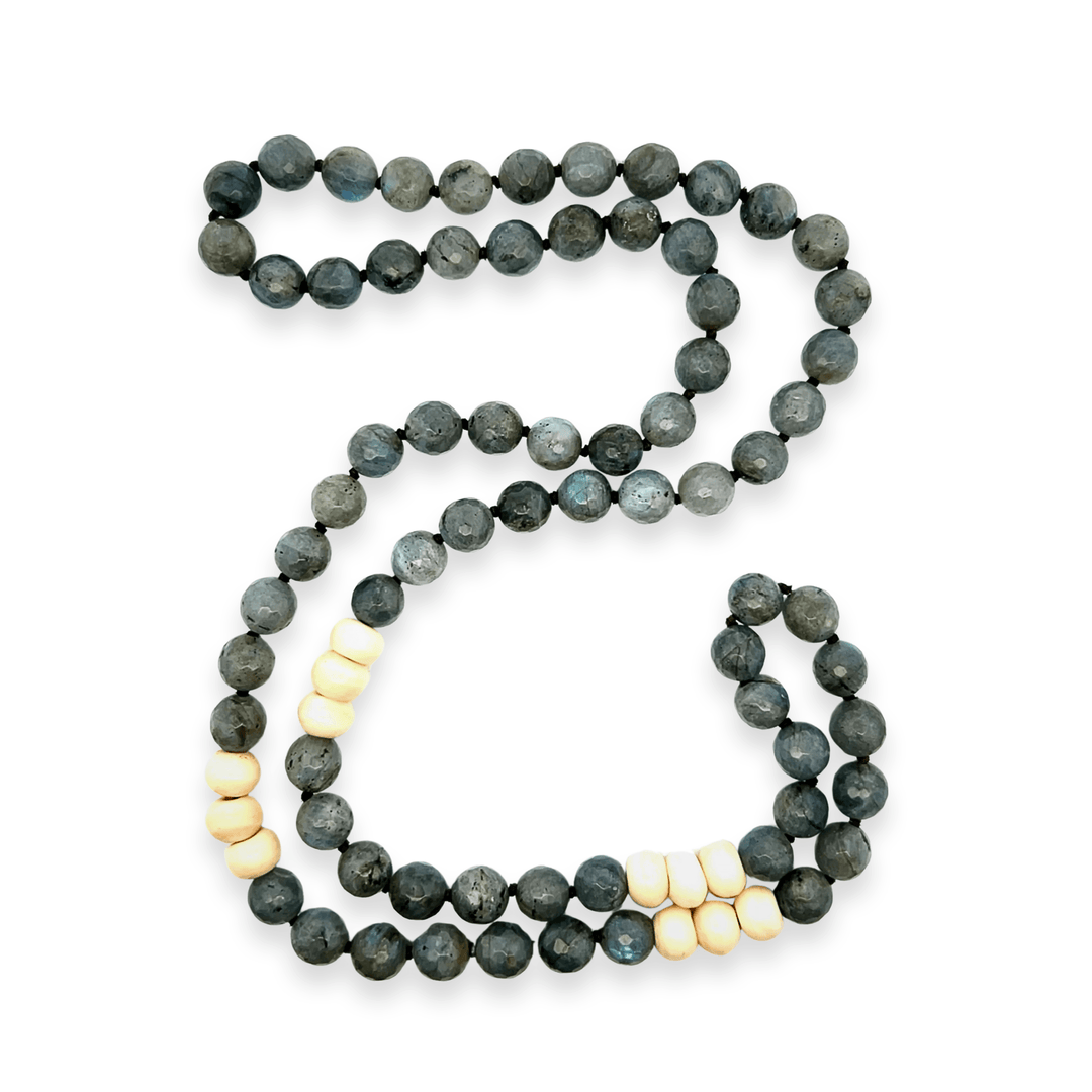 Estate Labradorite & Bone Bead Strand Necklace