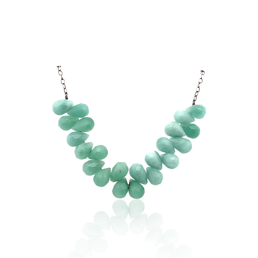 Estate Sterling Silver Aquamarine Briolette Necklace