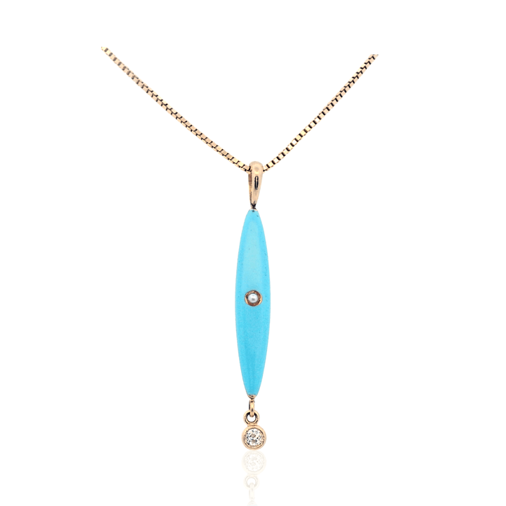 Estate 14K Yellow Gold Blue Enamel & Seed Pearl Krementz Lingerie Pin