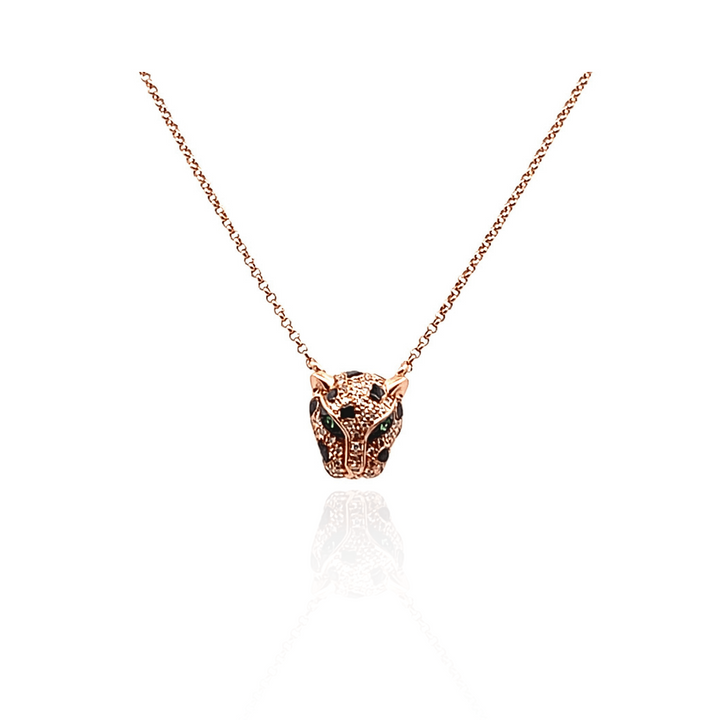 Estate 14K Rose Gold 0.33CTW Tsavorite Garnet & Diamond Panther Necklace by Effy