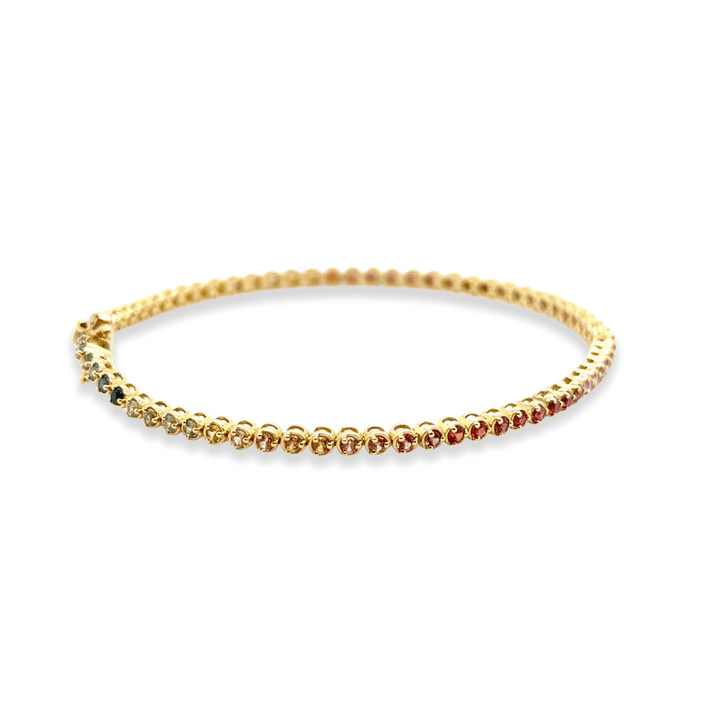 18K Yellow Gold 2.04ctw Multi-Colored Sapphire Tennis Bracelet