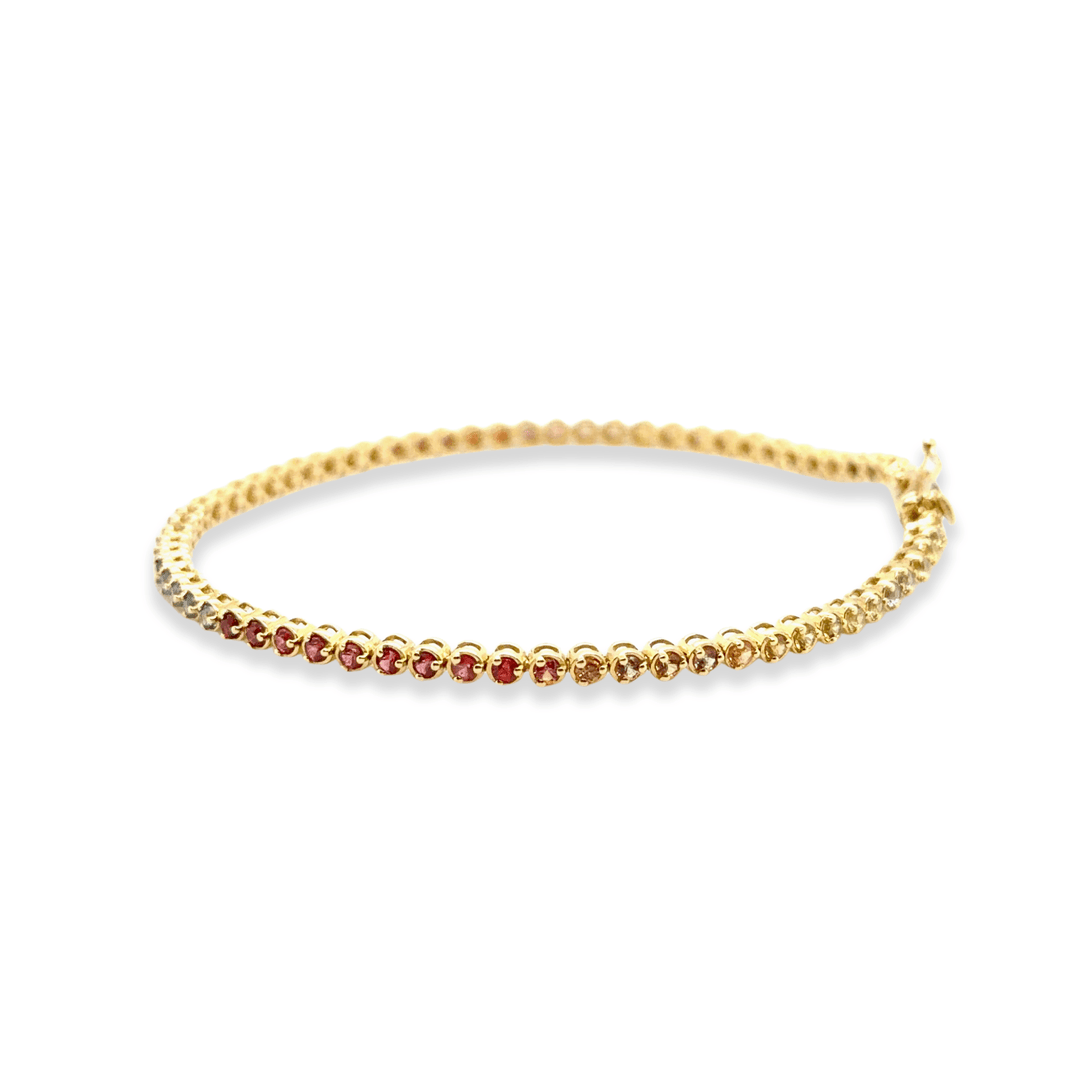 18K Yellow Gold 2.04ctw Multi-Colored Sapphire Tennis Bracelet