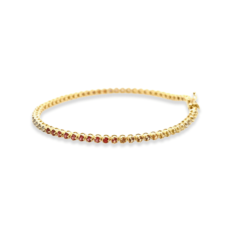 18K Yellow Gold 2.04ctw Multi-Colored Sapphire Tennis Bracelet