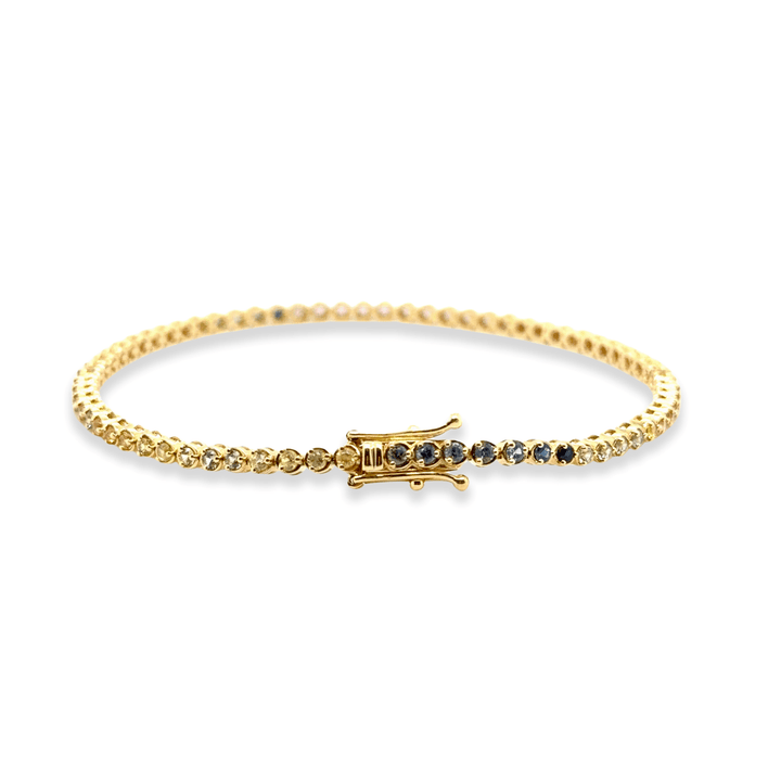 18K Yellow Gold 2.04ctw Multi-Colored Sapphire Tennis Bracelet