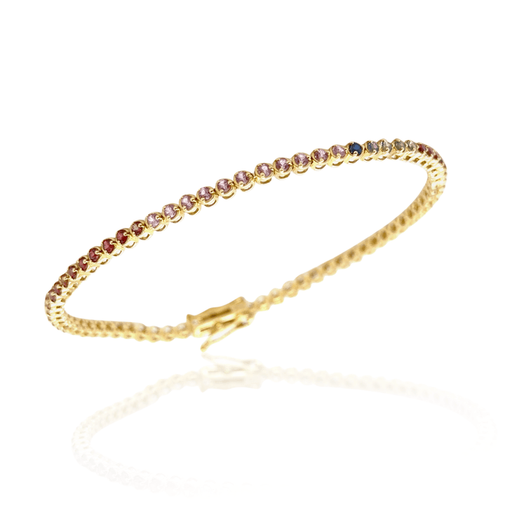 18K Yellow Gold 2.04ctw Multi-Colored Sapphire Tennis Bracelet