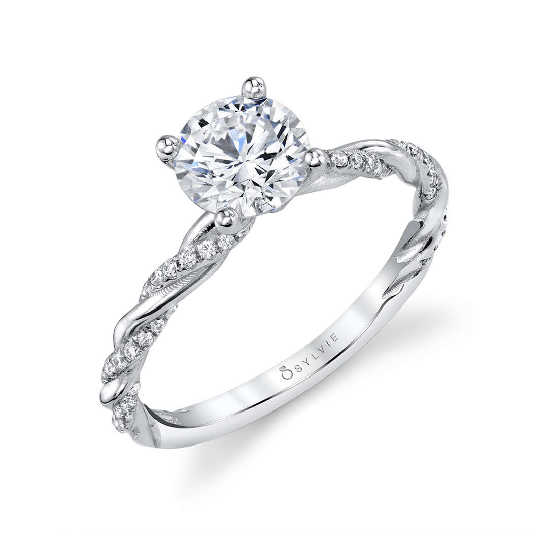 14K White Gold 0.15ctw Diamond Twist Engagement Ring Mounting
