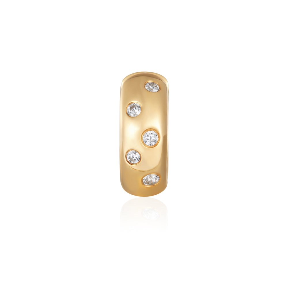 14K Yellow Gold 0.102ctw Lab Diamond Wide Huggie Hoop Earrings by Aurelie Gi