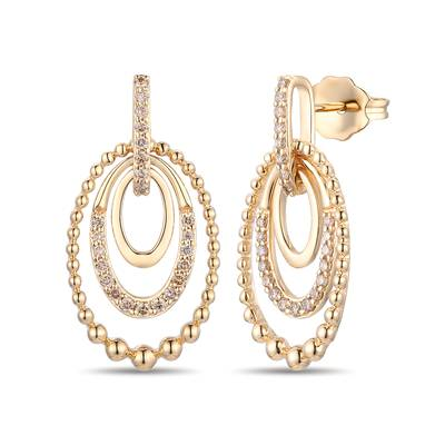 14K Yellow Gold 0.26CTW Diamond Circle Drop Earrings by Le Vian