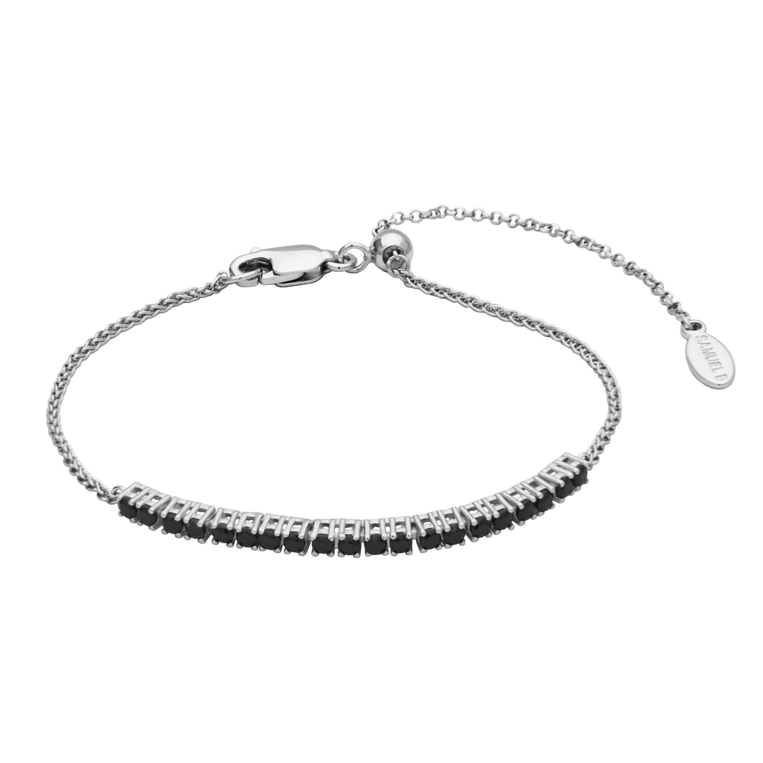 Sterling Silver Black Spinel Bolo Bracelet by Samuel B.