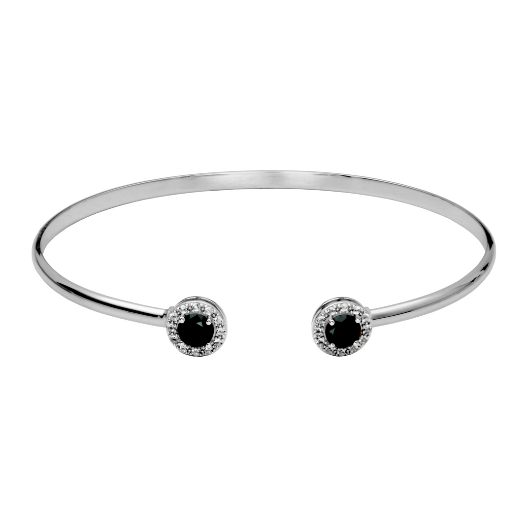 Sterling Silver Black Spinel & White Topaz Halo Cuff Bracelet by Samuel B.