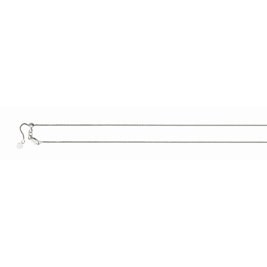 14K White Gold 1.00mm Wheat Chain Necklace