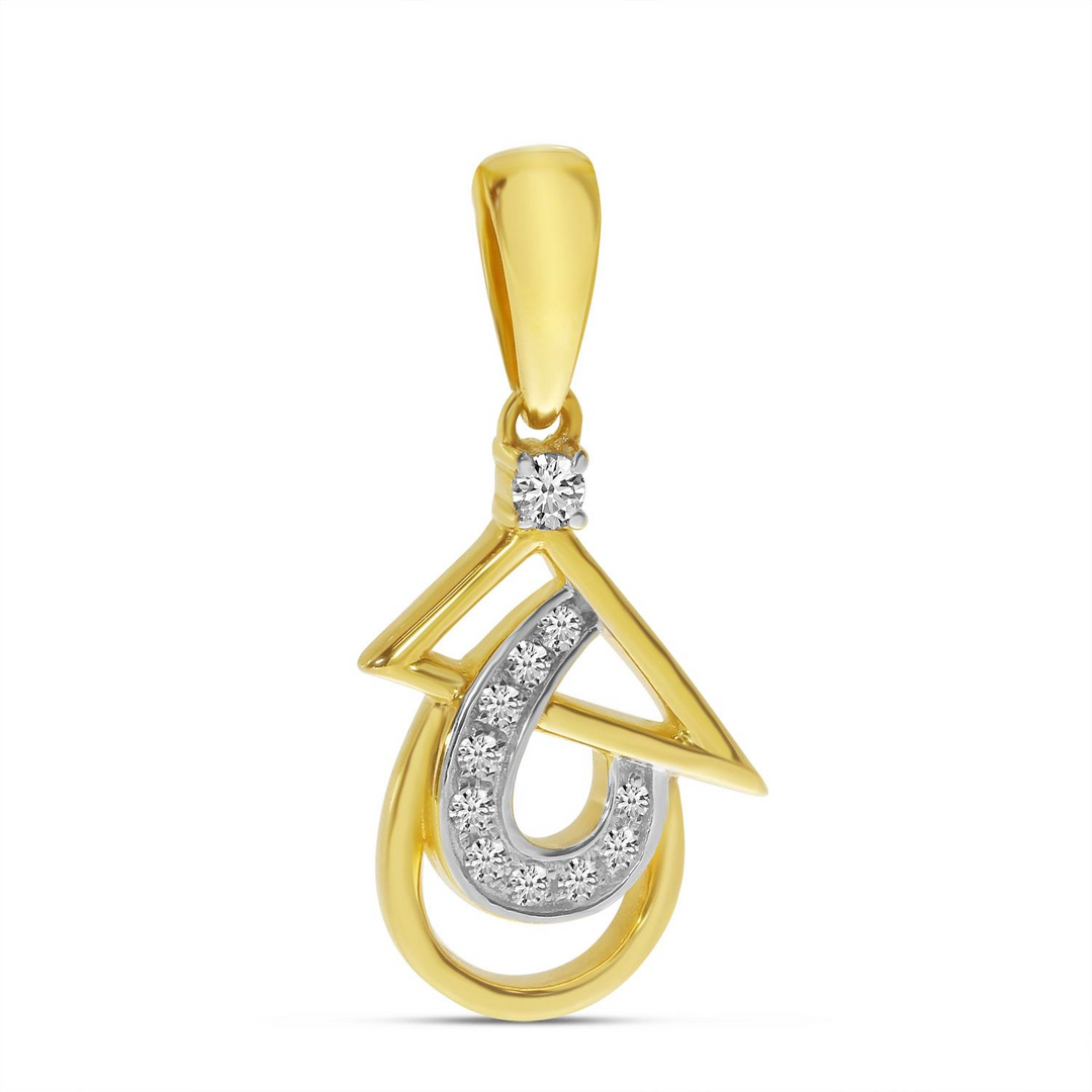 14K Yellow Gold 0.06ctw Diamond Abstract Geometric Pendant