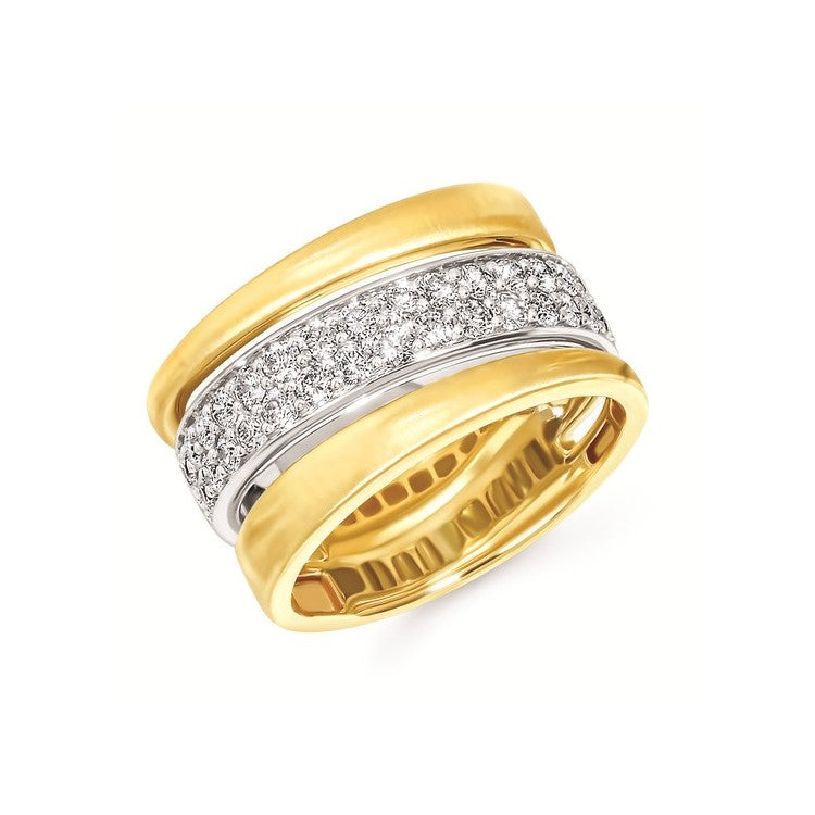 14K Two Tone Gold 0.75CTW Diamond Stacked Band