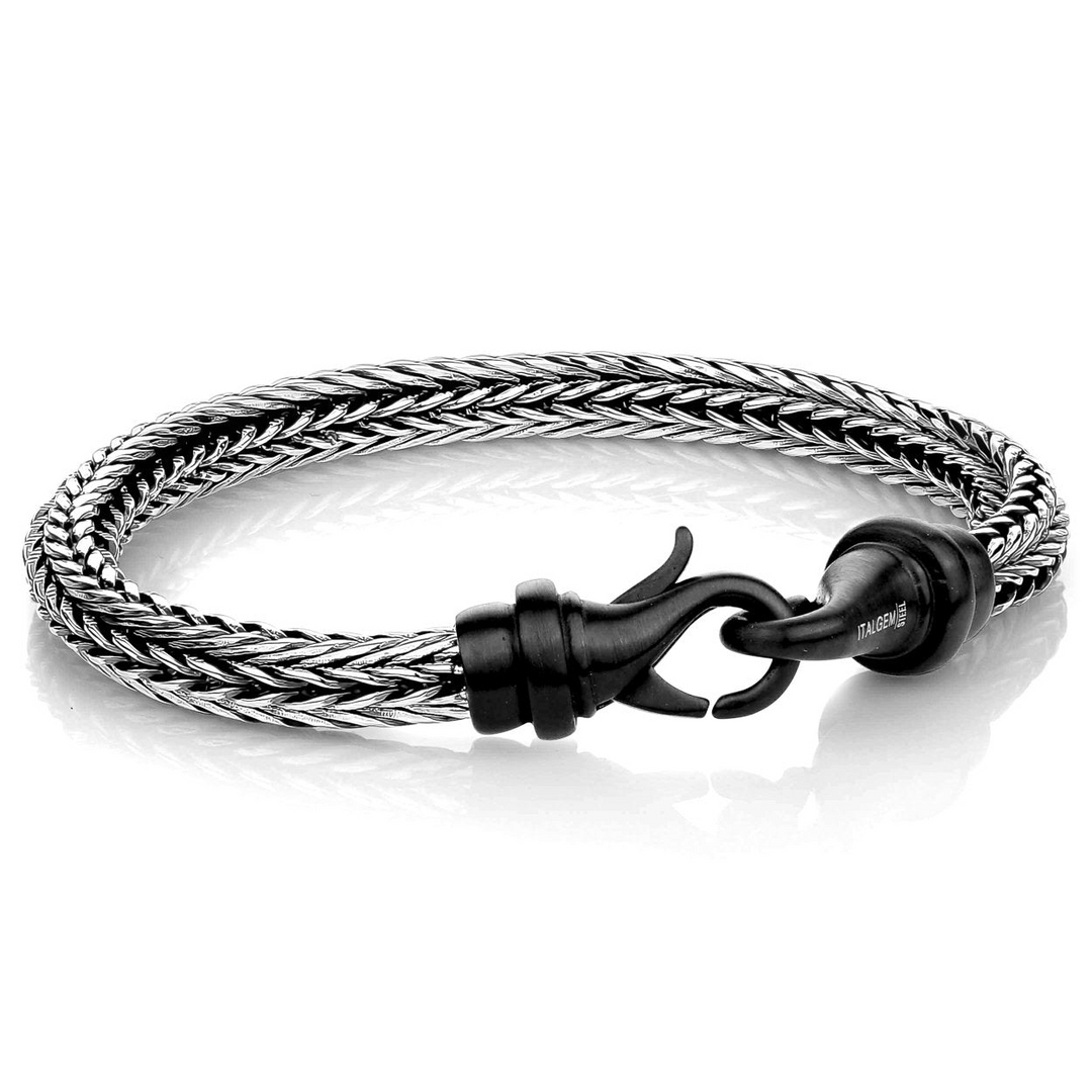 Stainless Steel Gunmetal IP Rounded Box Chain Men's Bracelet