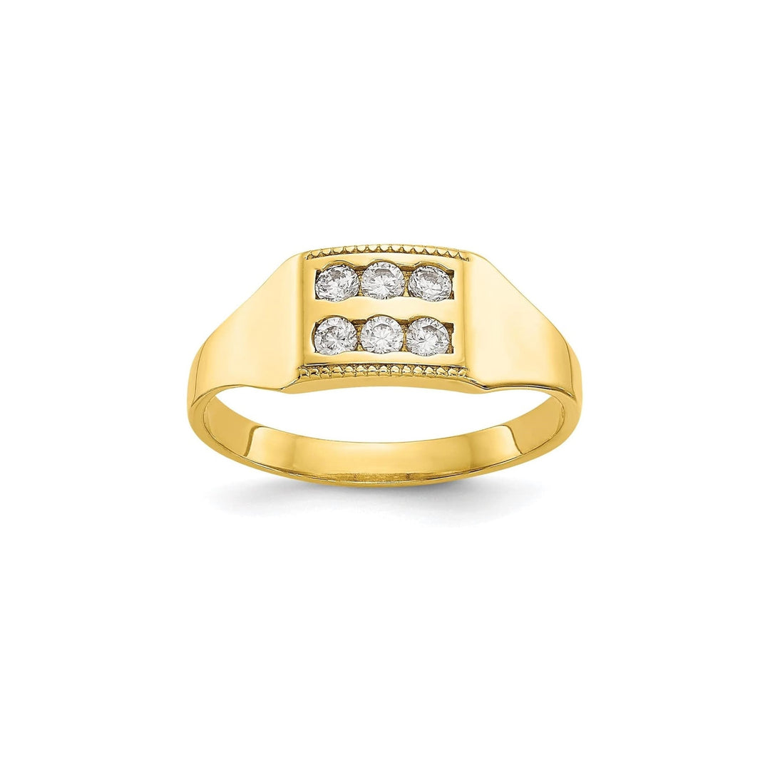 10K Yellow Gold Double Row Cubic Zirconia Ring