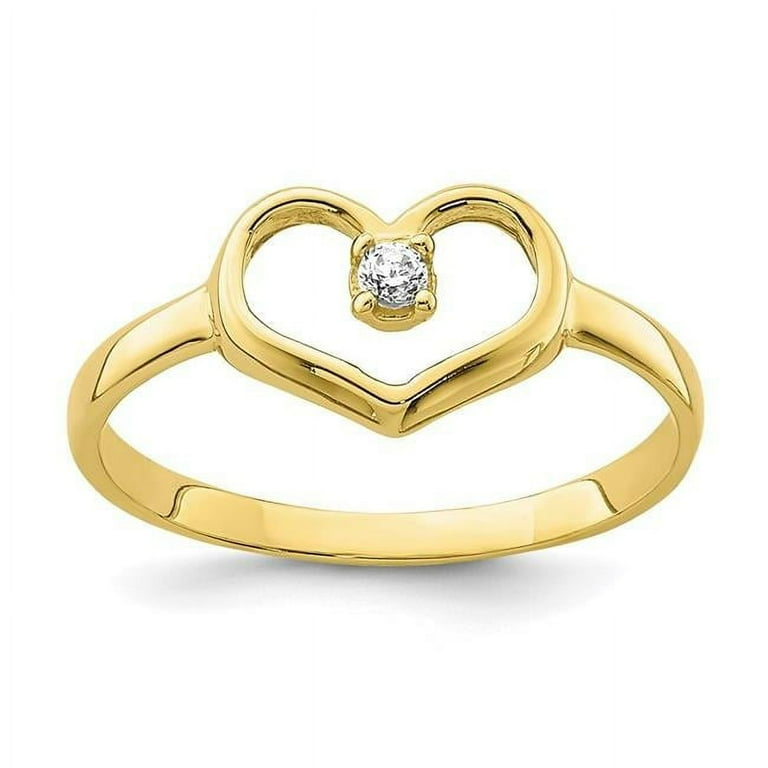 10K Yellow Gold Cubic Zirconia Open Heart Ring