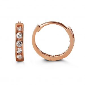 14K Rose Gold Cubic Zirconia Channel Hoop Earrings