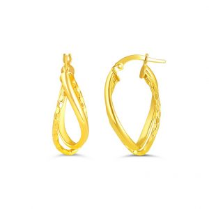 10K Yellow Gold Twist Double Hoop Earrings