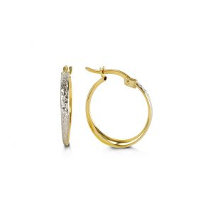 10K Two Tone Gold Twist Oval Hoop Earrings