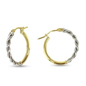 10K Two Tone Gold Twist Hoop Earrings
