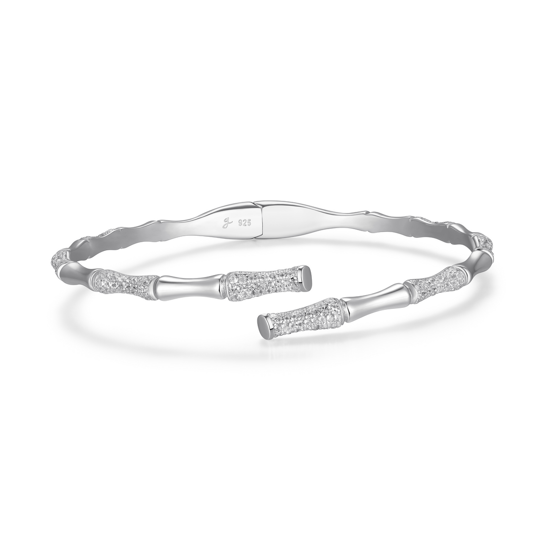 Sterling Silver White Topaz Bone Cuff Bracelet by Samuel B.