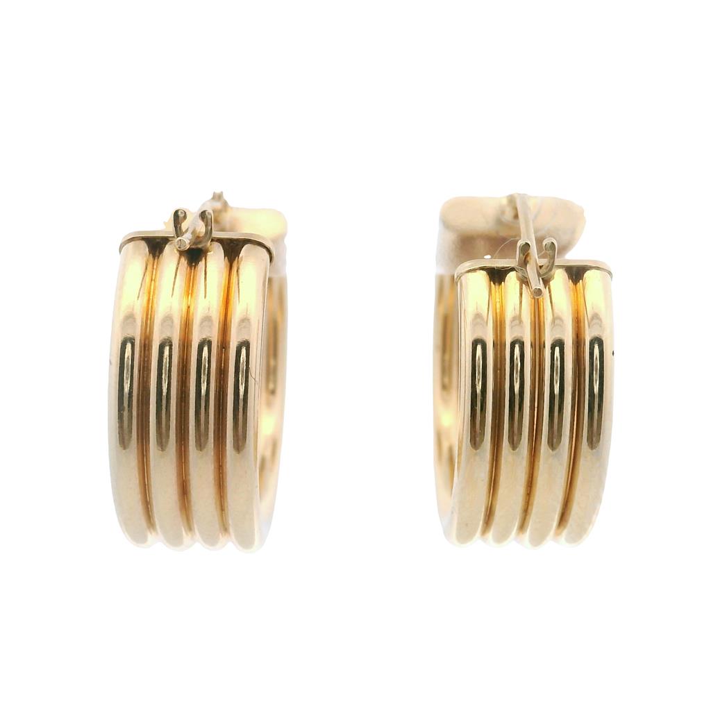 Estate 14K Yellow Gold Multi-Row Hollow Hoop Earrings