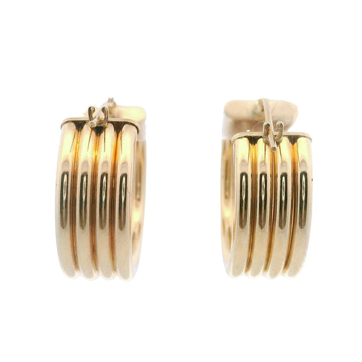 Estate 14K Yellow Gold Multi-Row Hollow Hoop Earrings