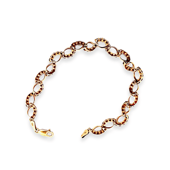 Estate 10K Yellow Gold Synthetic Ruby Infinity Link Bracelet