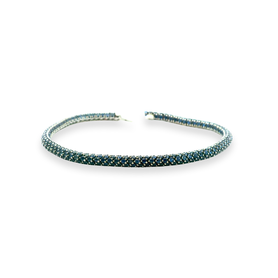 Estate 18K White Gold 9.17CTW Blue Sapphire Snake Bracelet